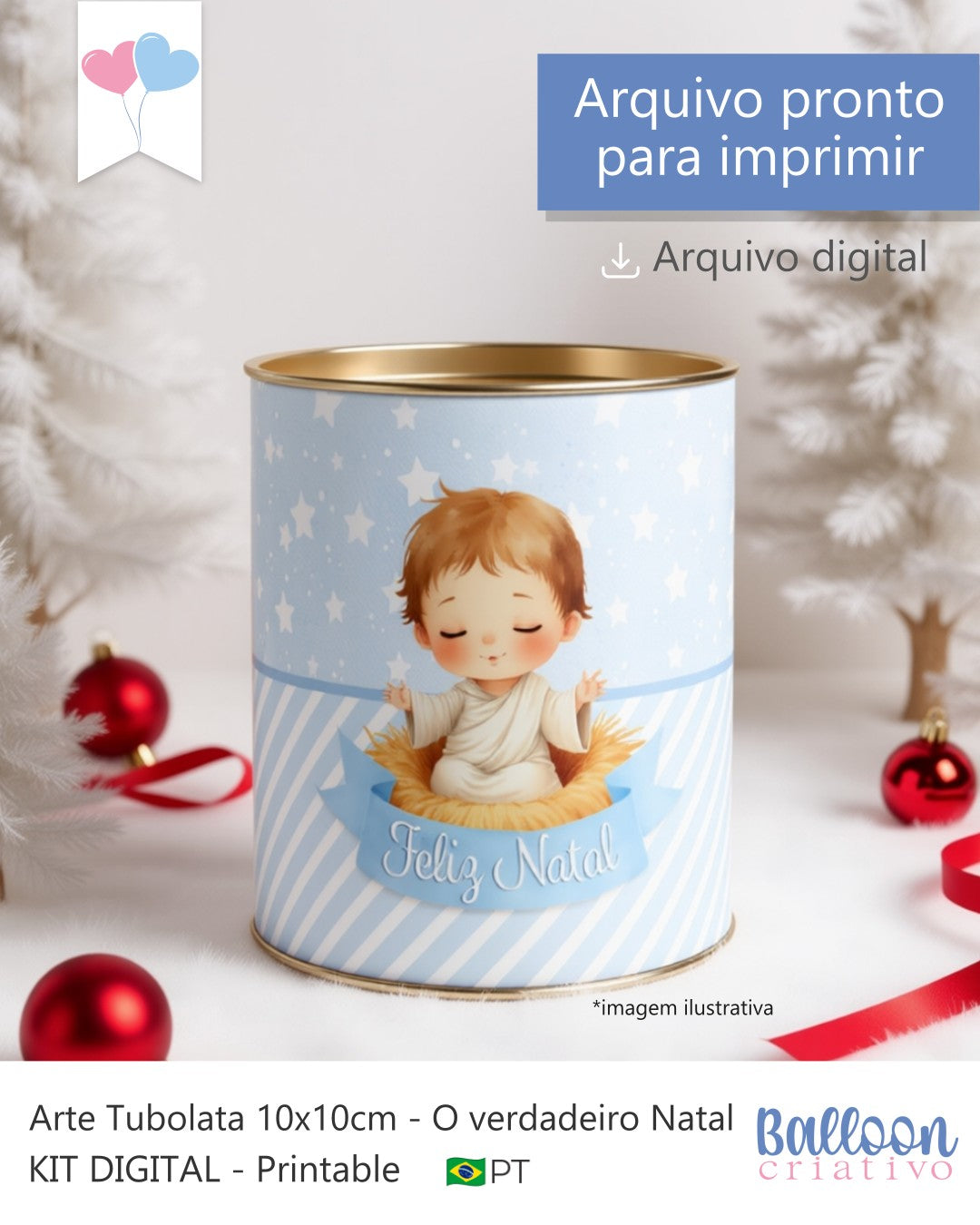 Printable - Tubolata 10x10cm - O verdadeiro Natal