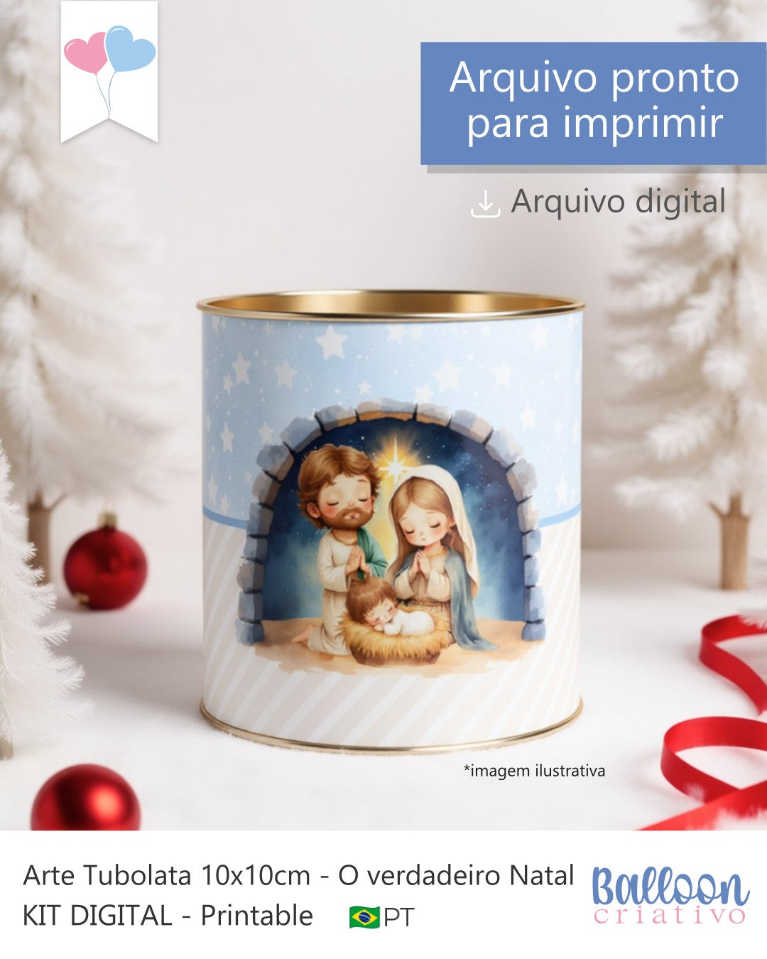 Printable - Tubolata 10x10cm - O verdadeiro Natal