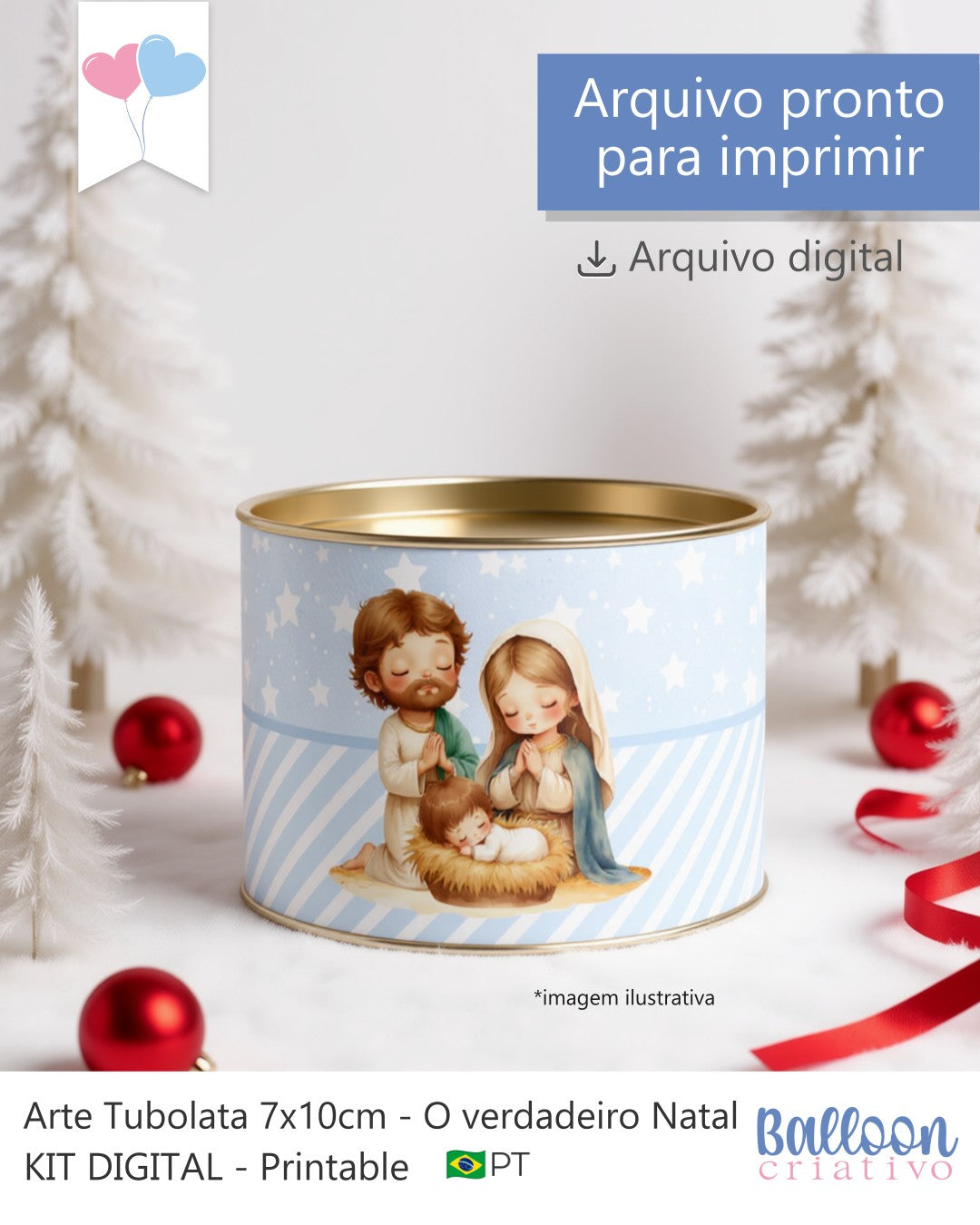 Printable - Arte para Tubolata 7x10cm - O Verdadeiro Natal