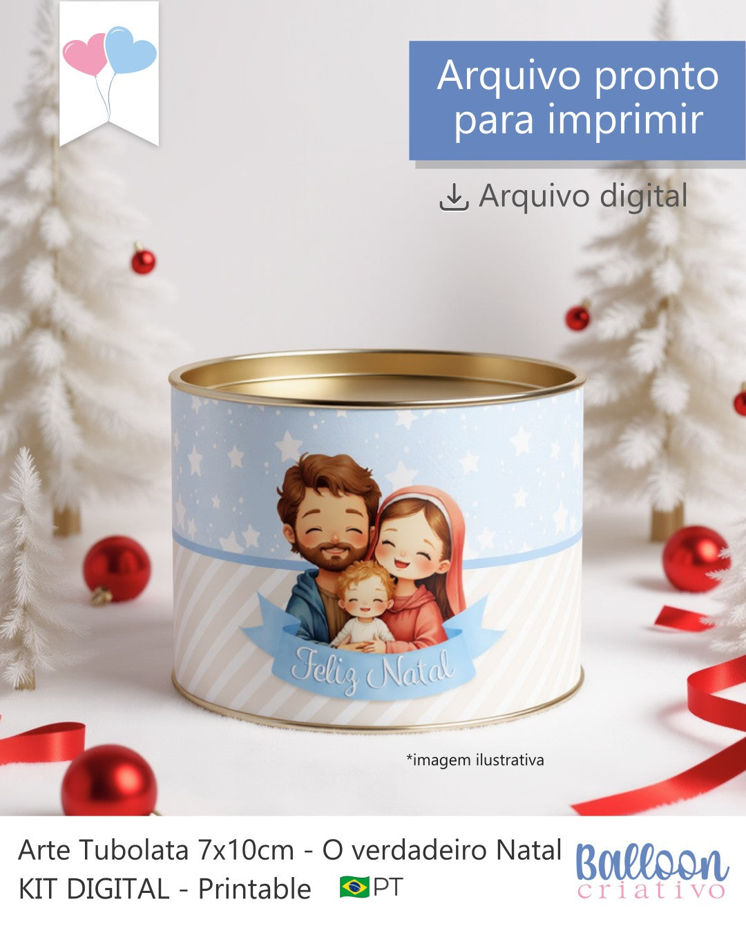 Printable - Arte para Tubolata 7x10cm - O Verdadeiro Natal