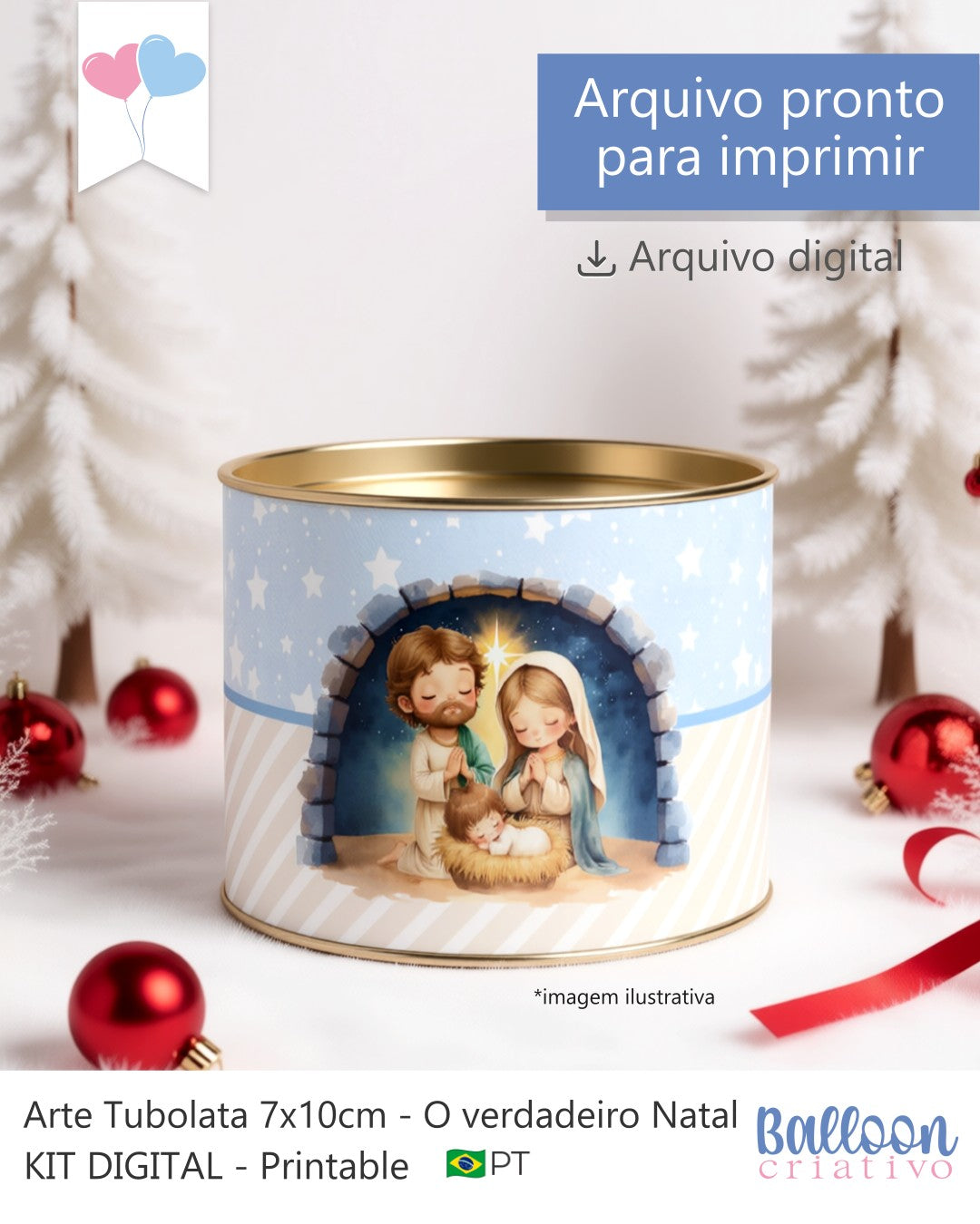 Printable - Arte para Tubolata 7x10cm - O Verdadeiro Natal
