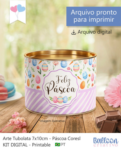 Printable - Rótulo Tubolata 7x10cm - Páscoa Cores