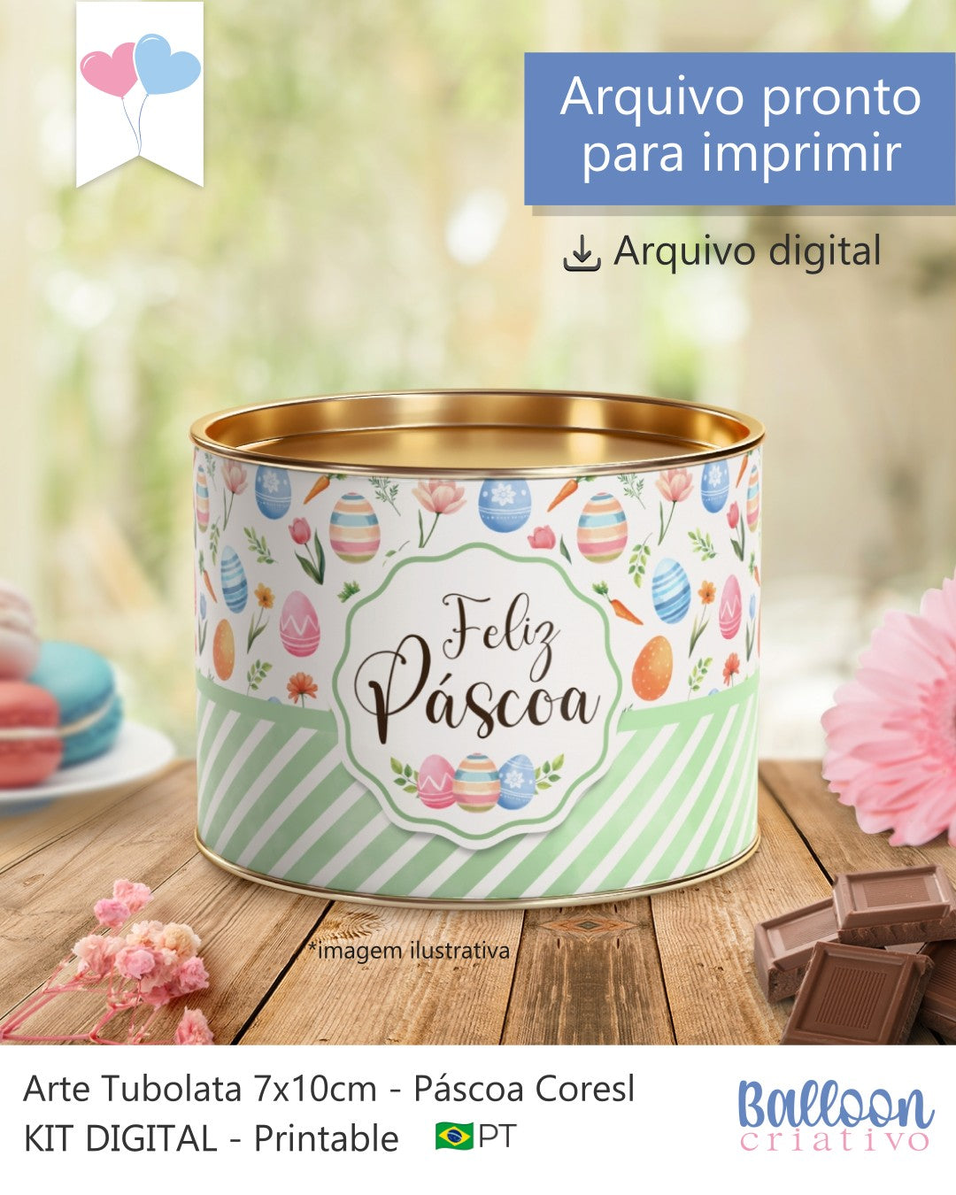 Printable - Rótulo Tubolata 7x10cm - Páscoa Cores