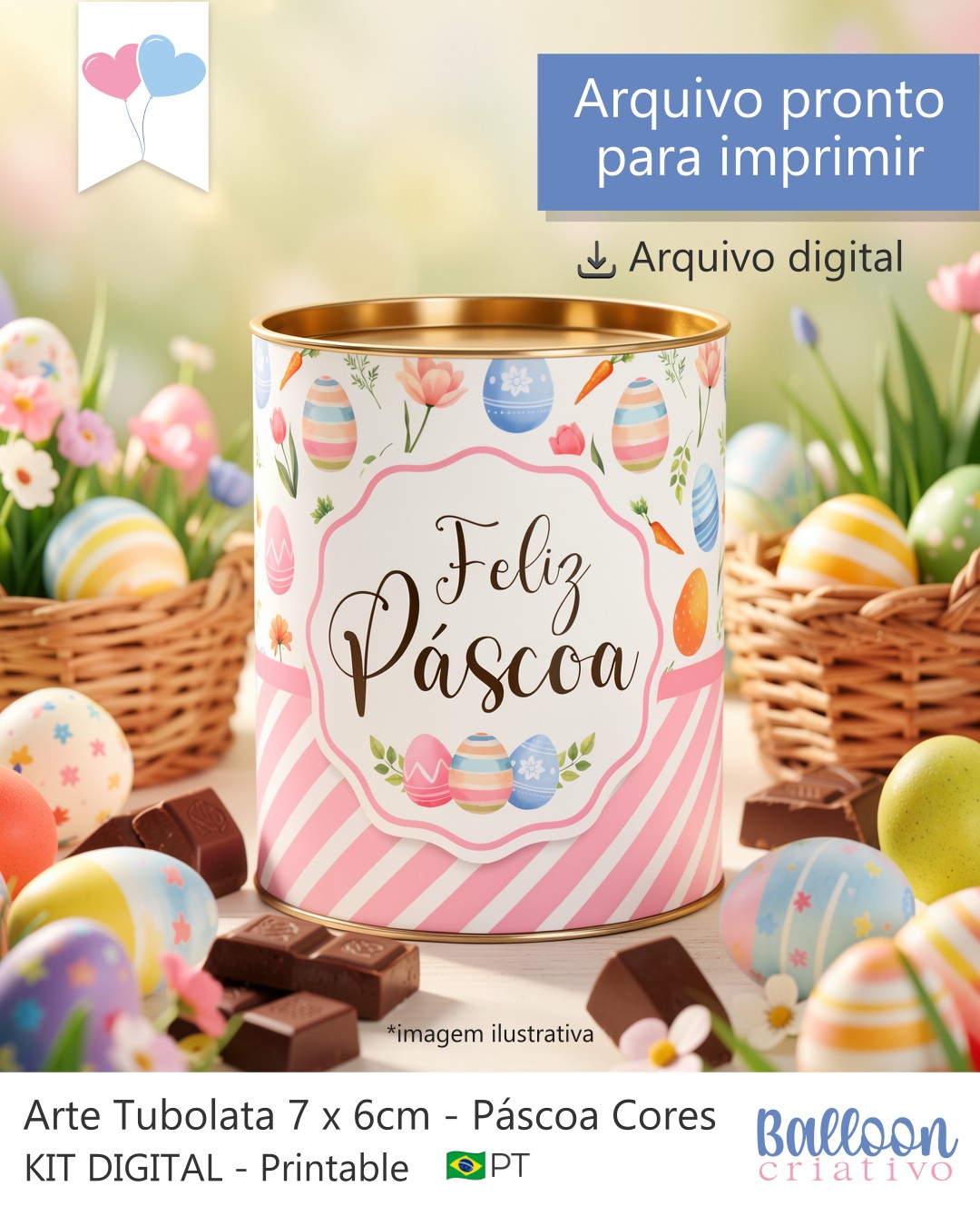 Printable - Rótulo Tubolata 7x6cm - Páscoa Cores