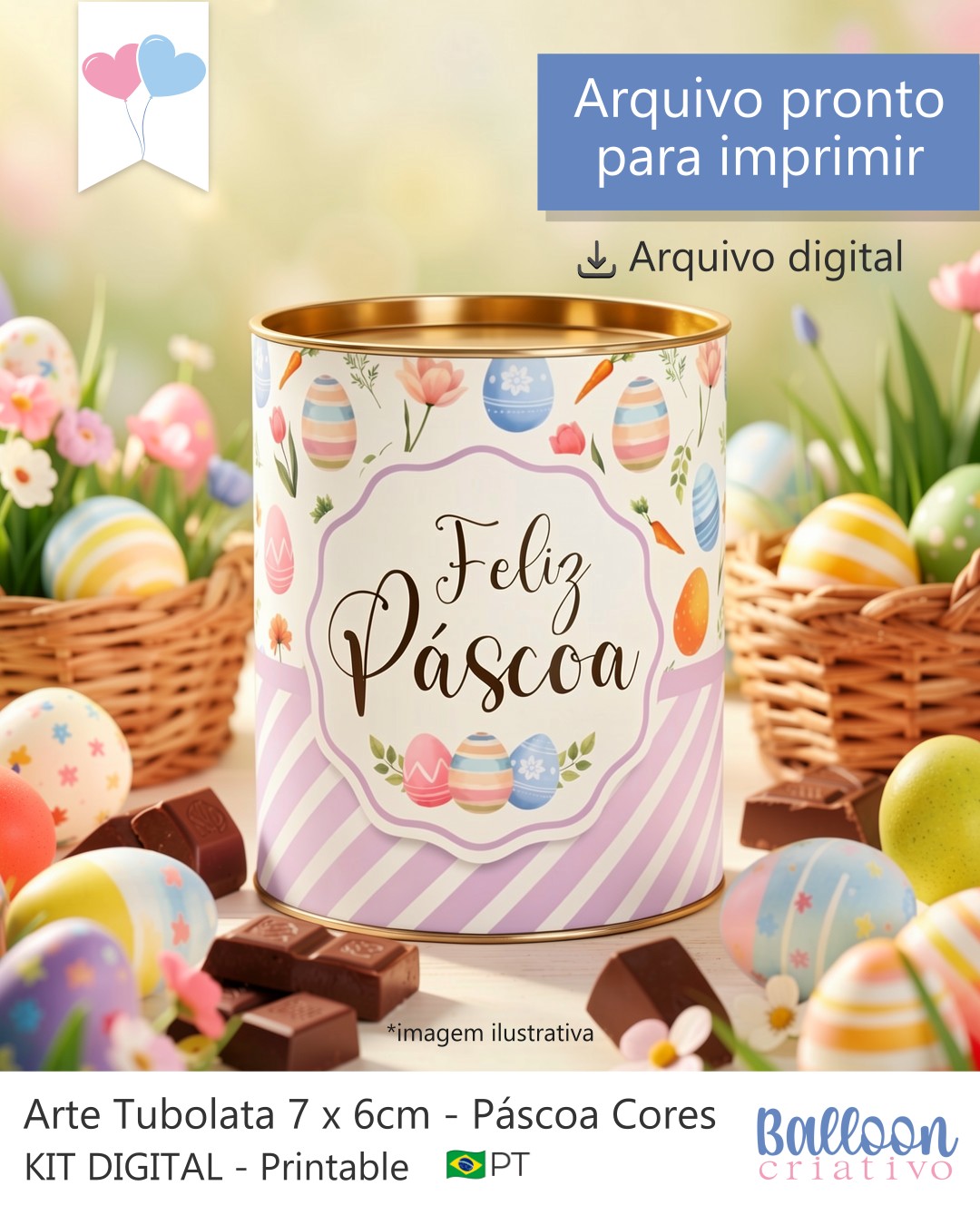 Printable - Rótulo Tubolata 7x6cm - Páscoa Cores