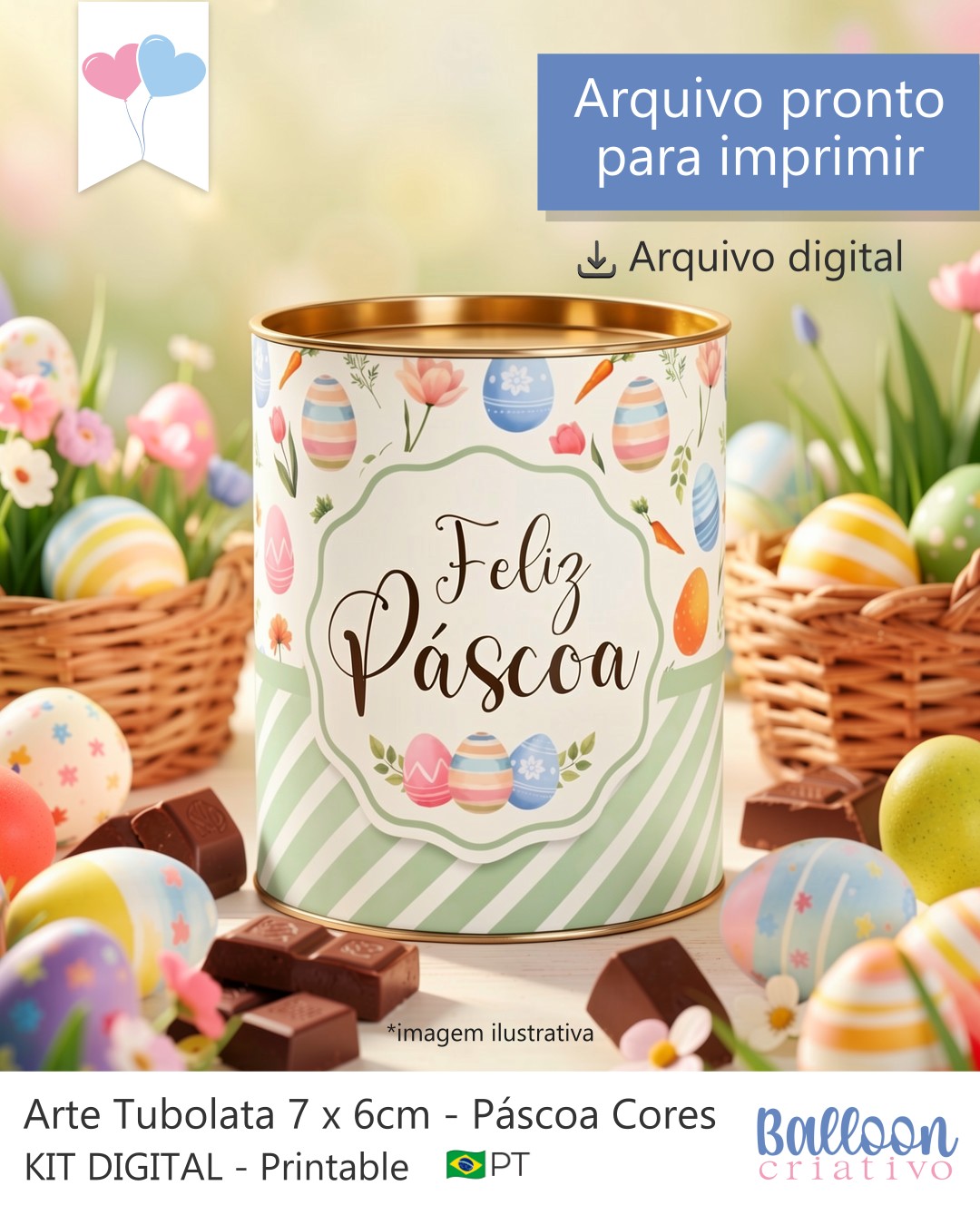 Printable - Rótulo Tubolata 7x6cm - Páscoa Cores