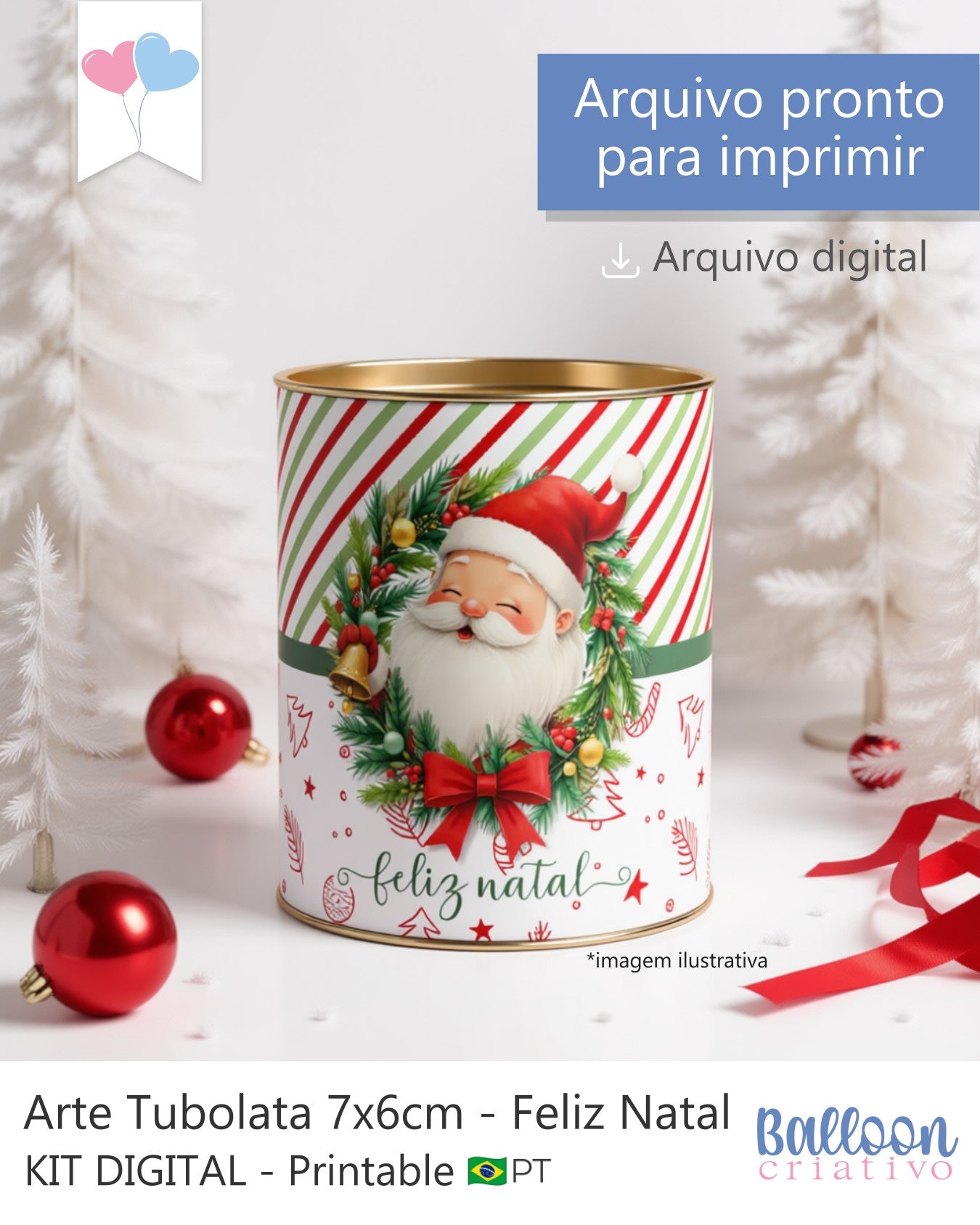 Printable - Arte para tubolata 7x6cm - Feliz Natal