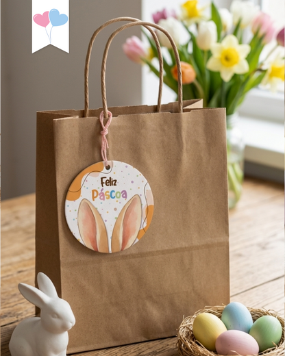 Printable - Tag e Adesivo 6cm - Feliz Páscoa