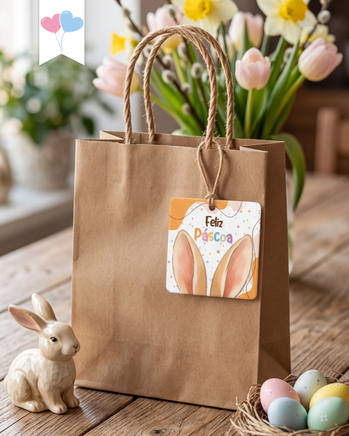 Printable - Tag e Adesivo 6cm - Feliz Páscoa