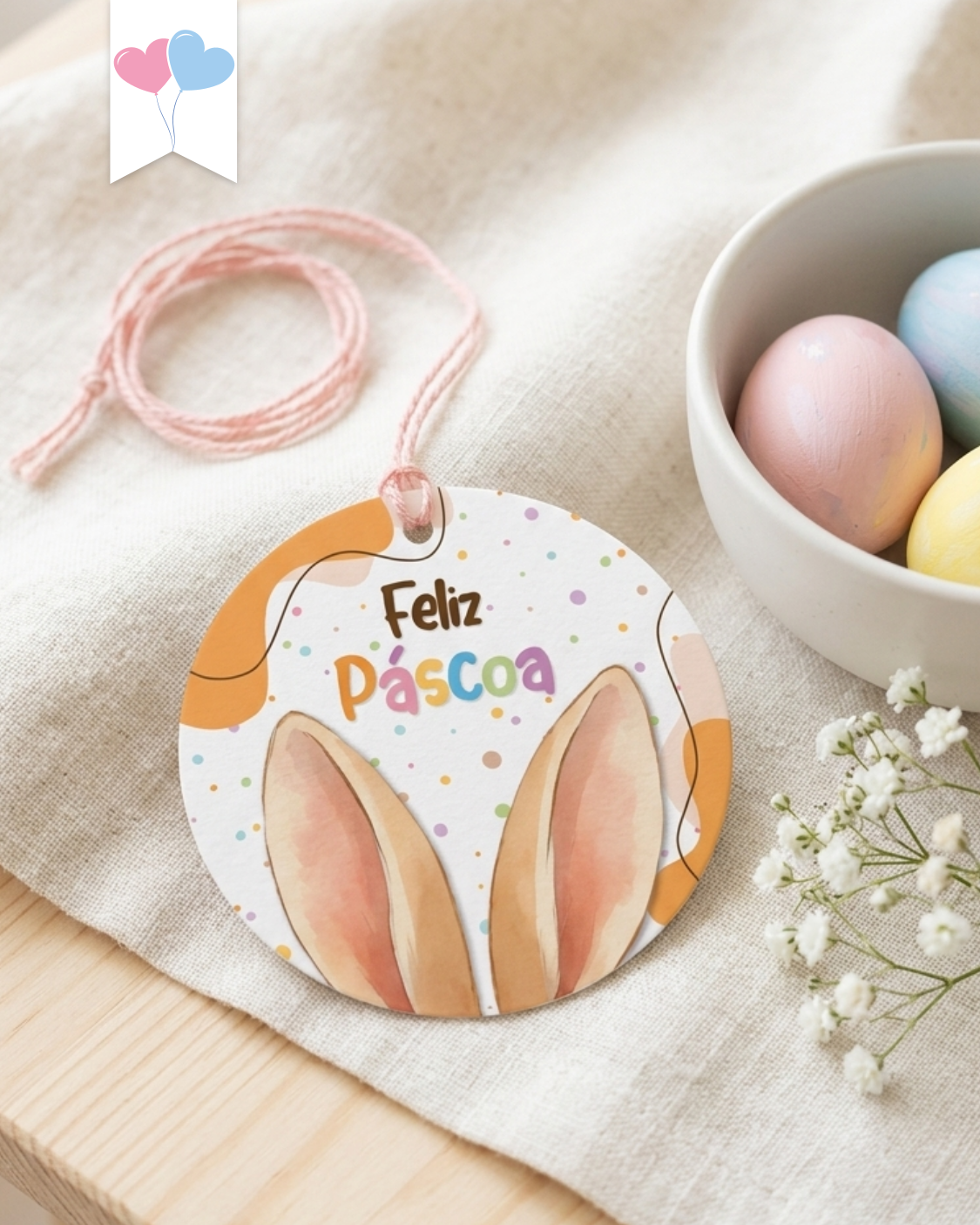 Printable - Tag e Adesivo 6cm - Feliz Páscoa