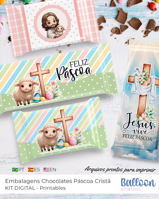 Kit Printable - Embalagens para Chocolates Páscoa Cristã