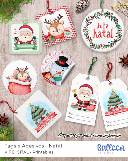 Kit Printables - Tag e Adesivos - Natal