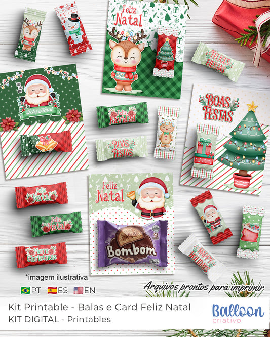 Kit Printable - Balas e Card Feliz Natal