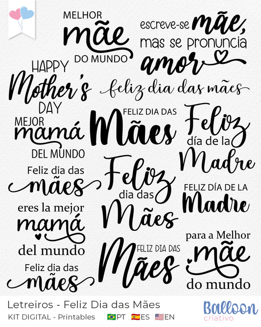 Kit Digital - Letreiros Feliz dia das Mães
