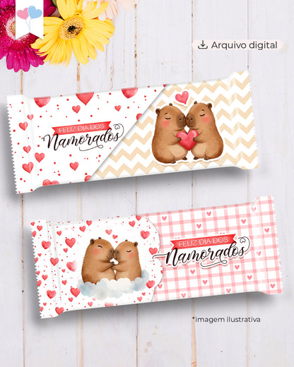 Printable - Arte para Chocolate 80g a 100g - Capivara Apaixonada