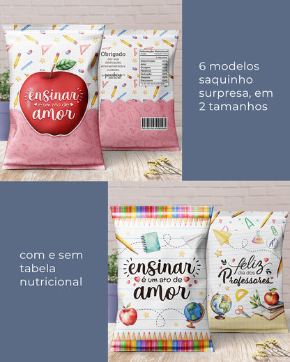 Kit Printable - Saquinho Surpresa - Dia dos Professores