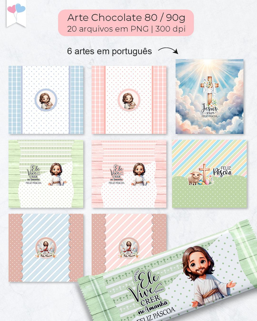 Kit Printable - Embalagens para Chocolates Páscoa Cristã