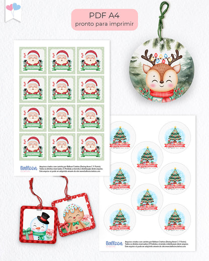 Kit Printables - Tag e Adesivos - Natal