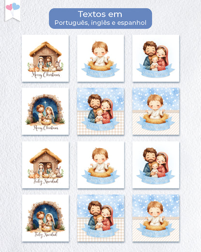 Printable - Tag ou Adesivo Quadrado 6cm - O verdadeiro Natal