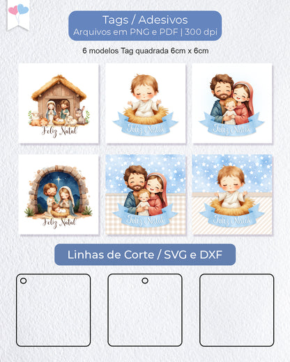 Printable - Tag ou Adesivo Quadrado 6cm - O verdadeiro Natal