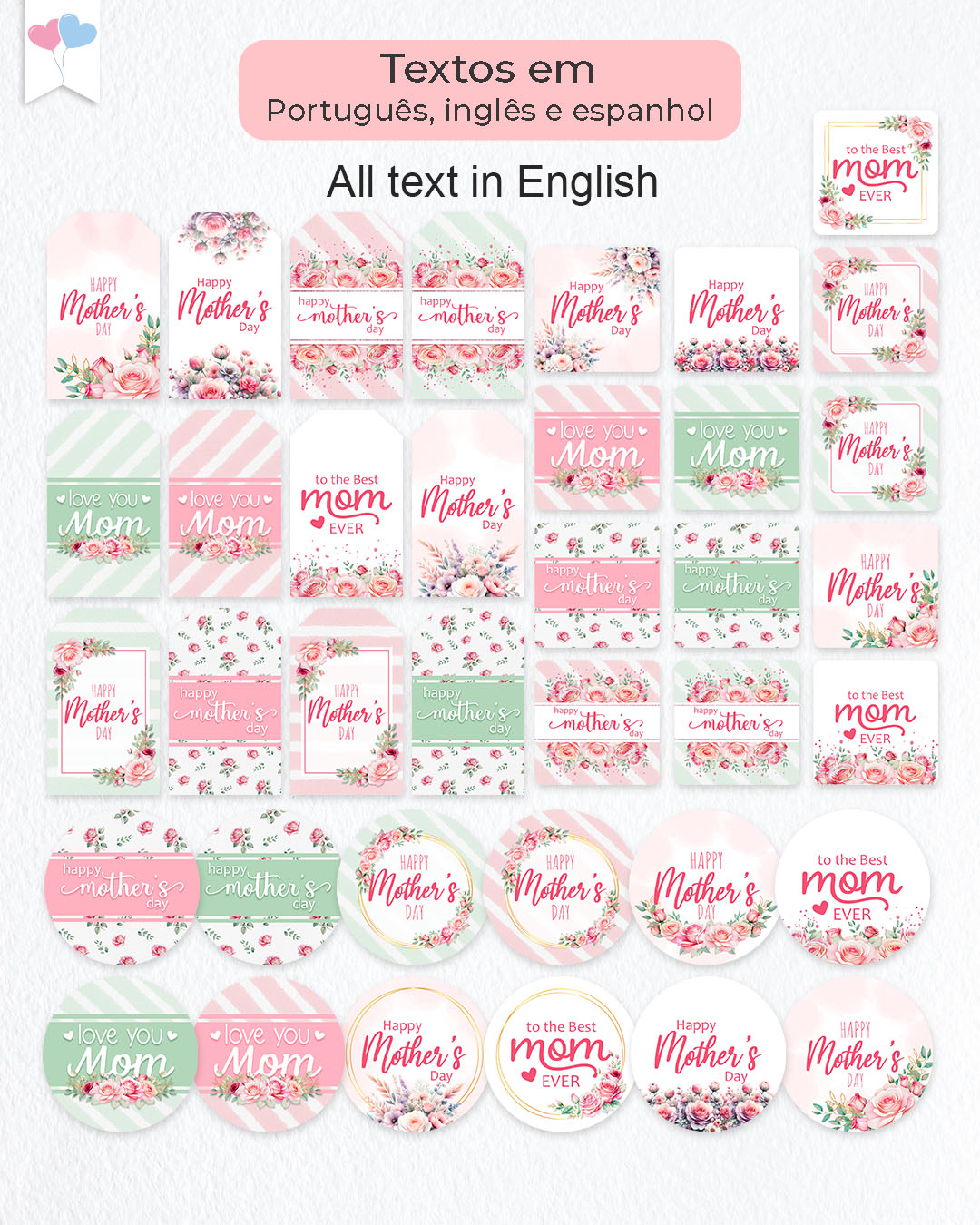 Printable bundle - Mother's Day Tags or Stickers