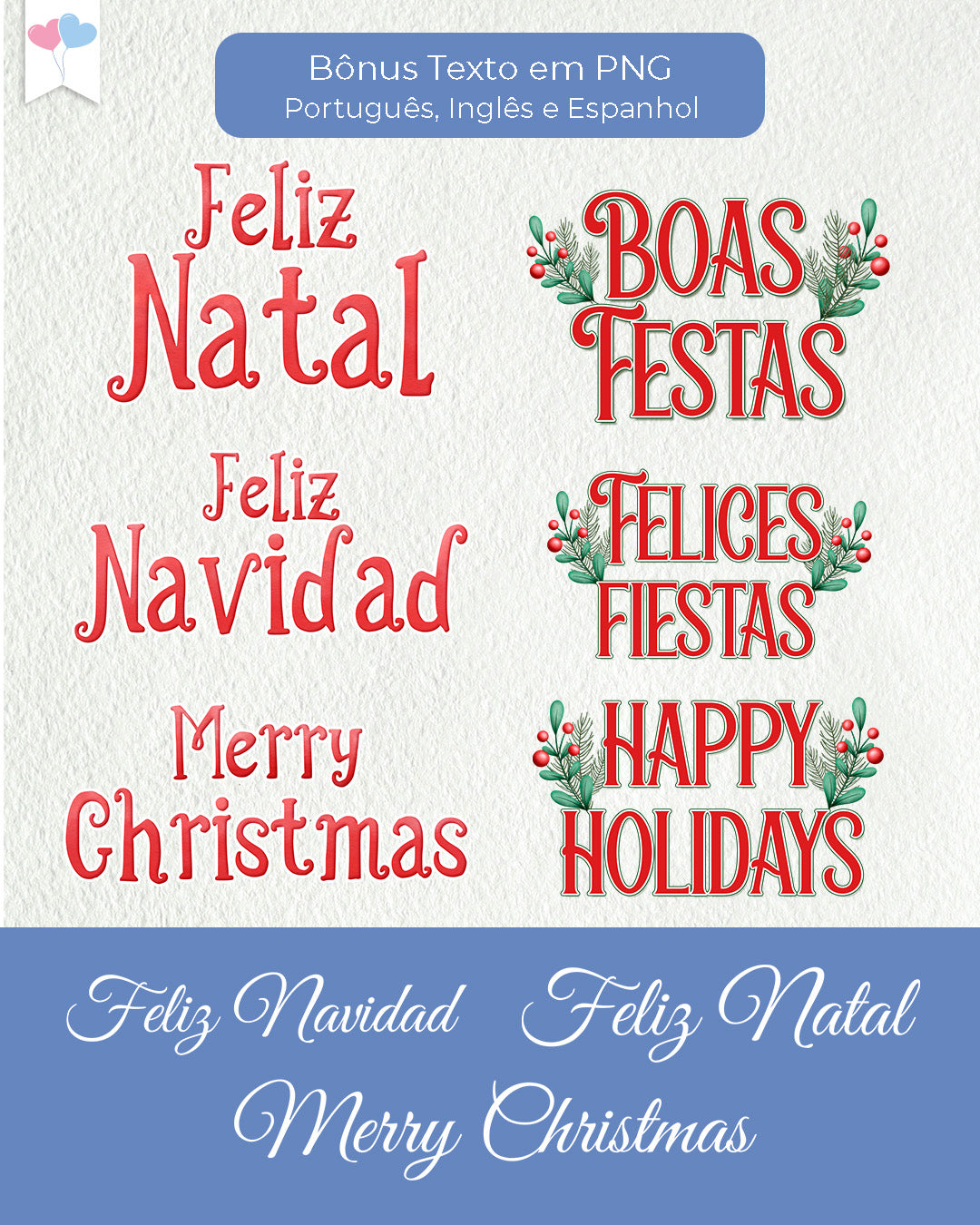 Kit Printable - Balas e Card Feliz Natal