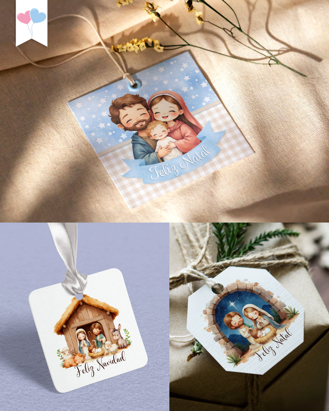 Printable - Tag ou Adesivo Quadrado 6cm - O verdadeiro Natal
