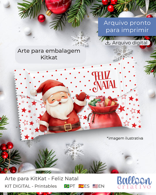 Printable - Arte para KitKat - Feliz Natal