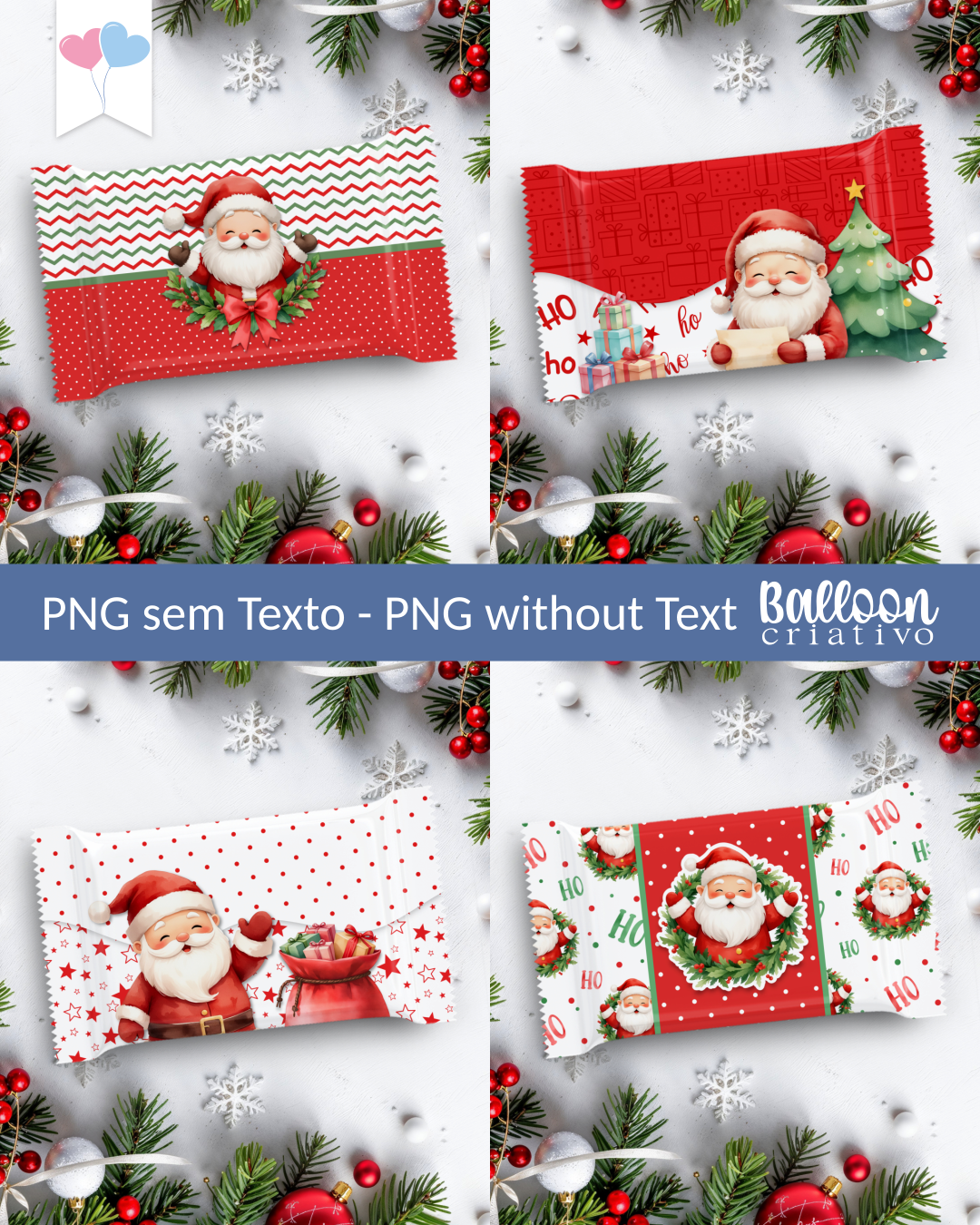 COMBO - Arte para Chocolate de 80g à 100g e Arte para KitKat - Feliz Natal