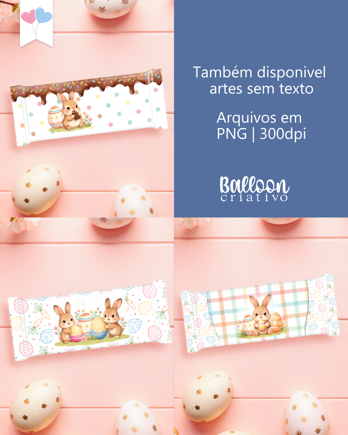 Kit Printable - Arte para Embalagem Chocolates - Doce Páscoa