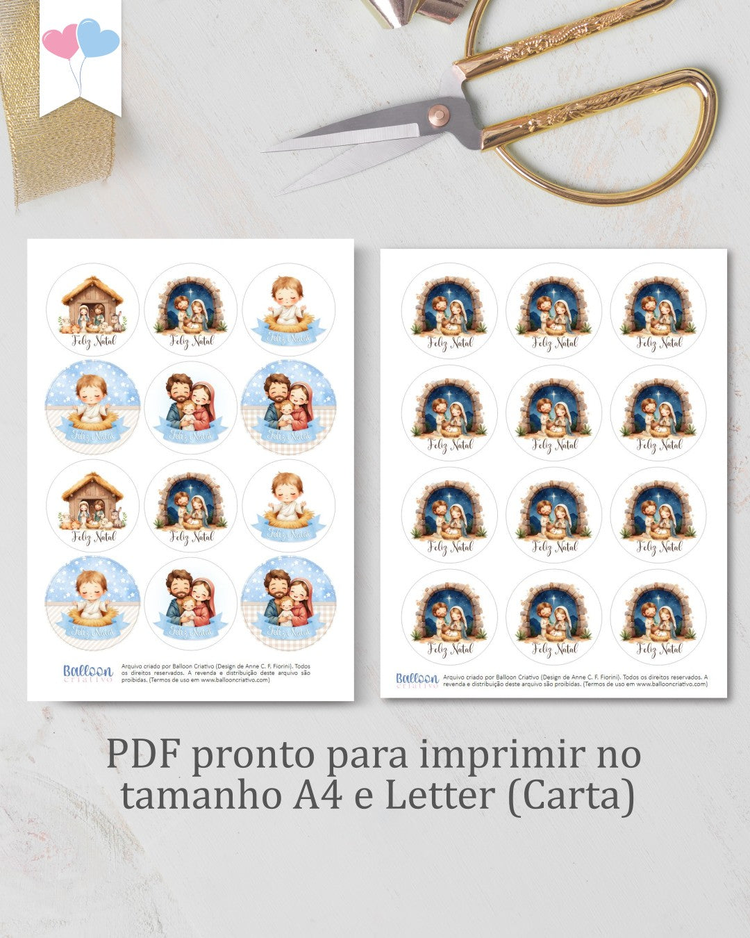 Printable - Tag ou adesivo Redondo 6cm - O verdadeiro Natal