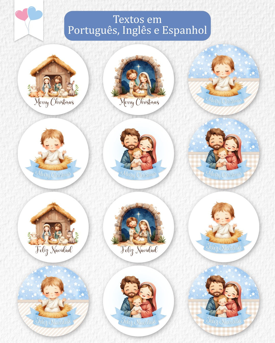 Printable - Tag ou adesivo Redondo 6cm - O verdadeiro Natal