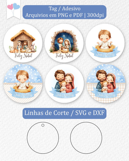 Printable - Tag ou adesivo Redondo 6cm - O verdadeiro Natal