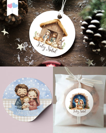 Printable - Tag ou adesivo Redondo 6cm - O verdadeiro Natal