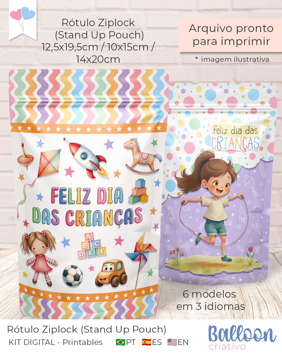 Imprimible - Etiqueta Ziplock (Stand Up Pouch) - Día del Niño