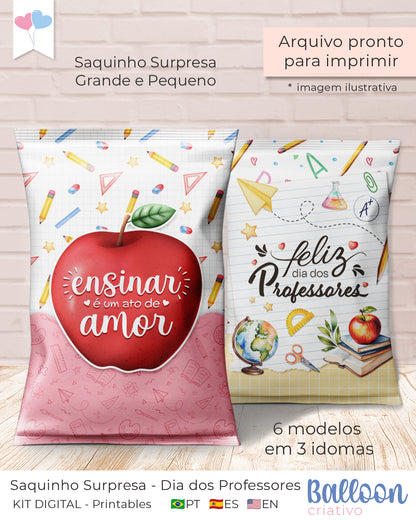Kit Imprimible - Bolsa Sorpresa - Día del Maestro