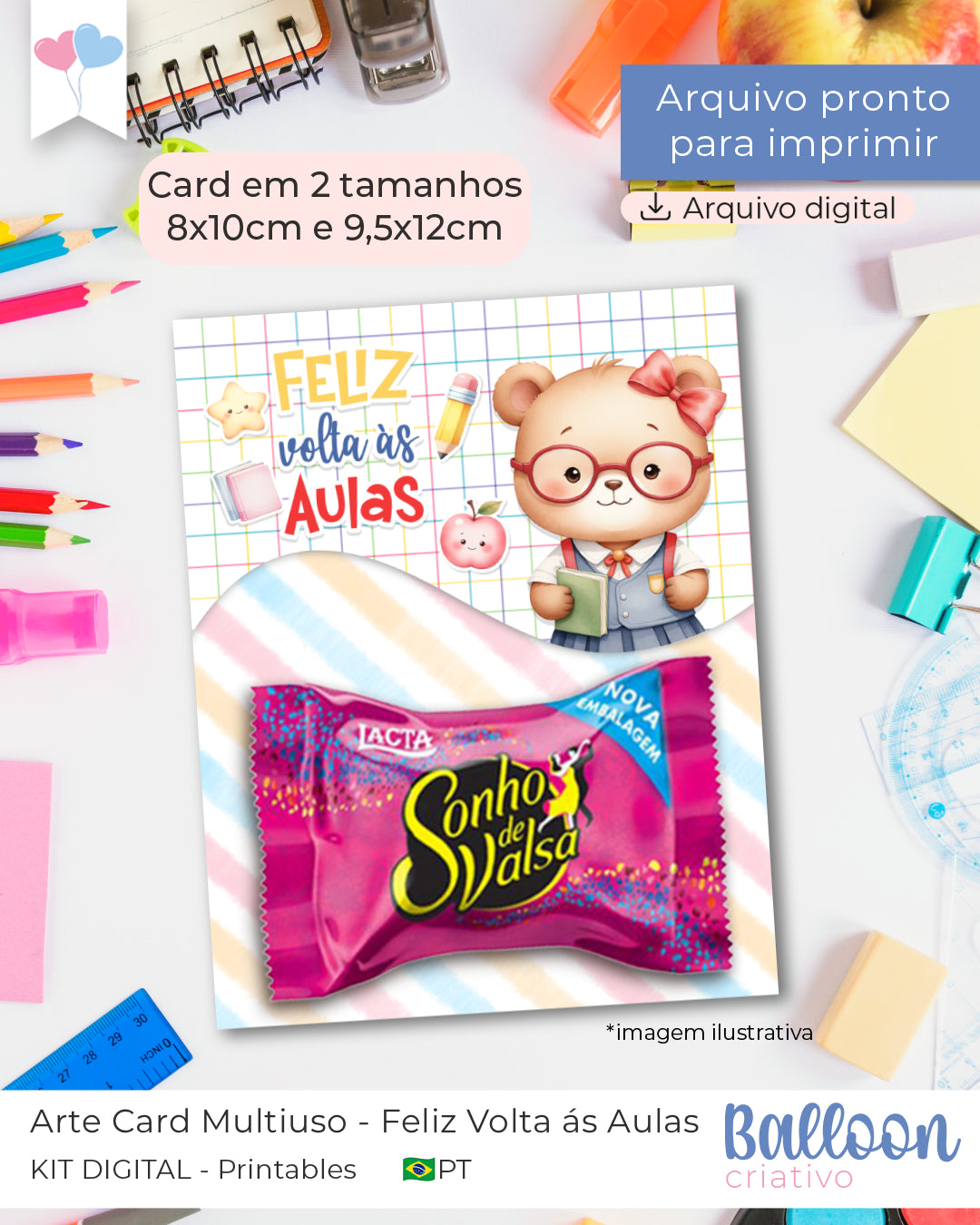 Printable - Card Multiuso - Feliz Volta ás aulas