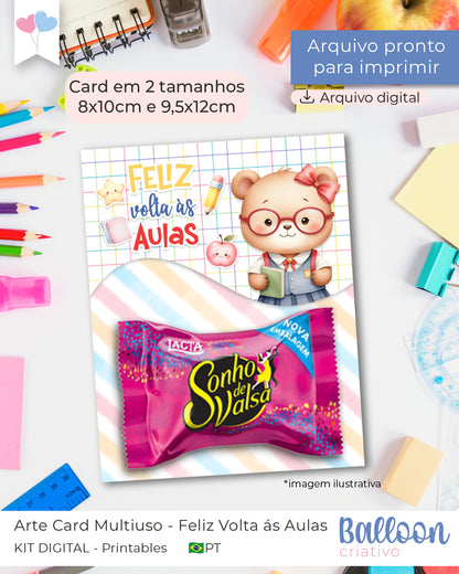 Printable - Card Multiuso - Feliz Volta ás aulas