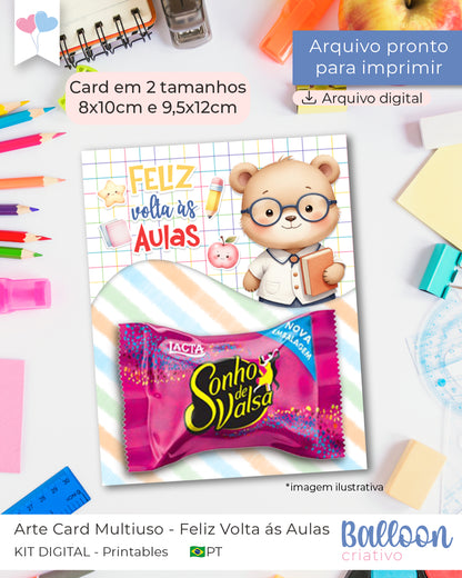 Printable - Card Multiuso - Feliz Volta ás aulas