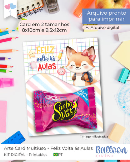 Printable - Card Multiuso - Feliz Volta ás aulas
