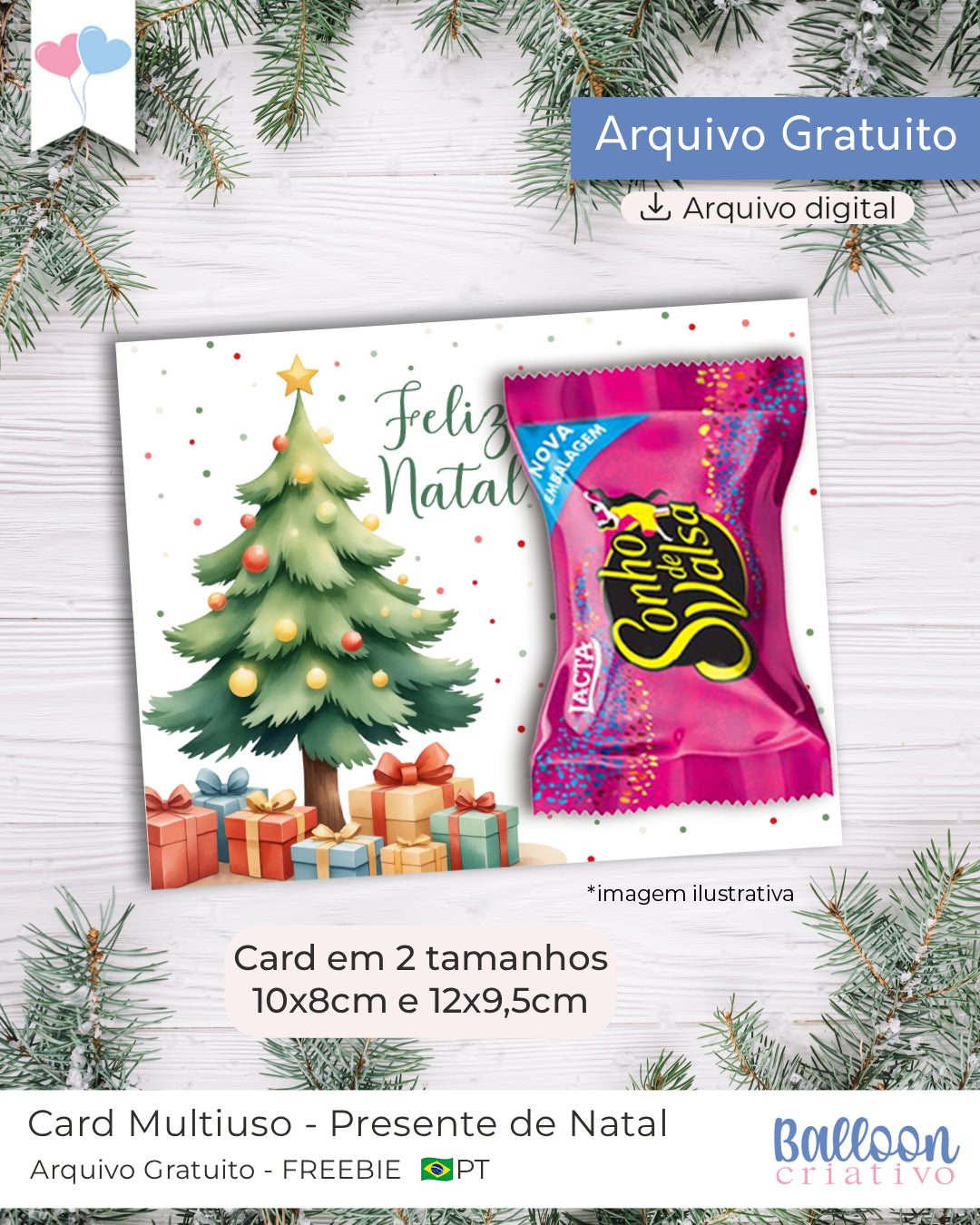 Printable - Card Multiuso - Presente de Natal