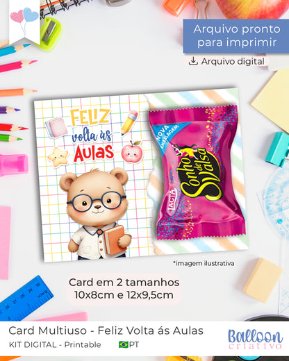 Printable - Card Multiuso - Feliz Volta ás aulas