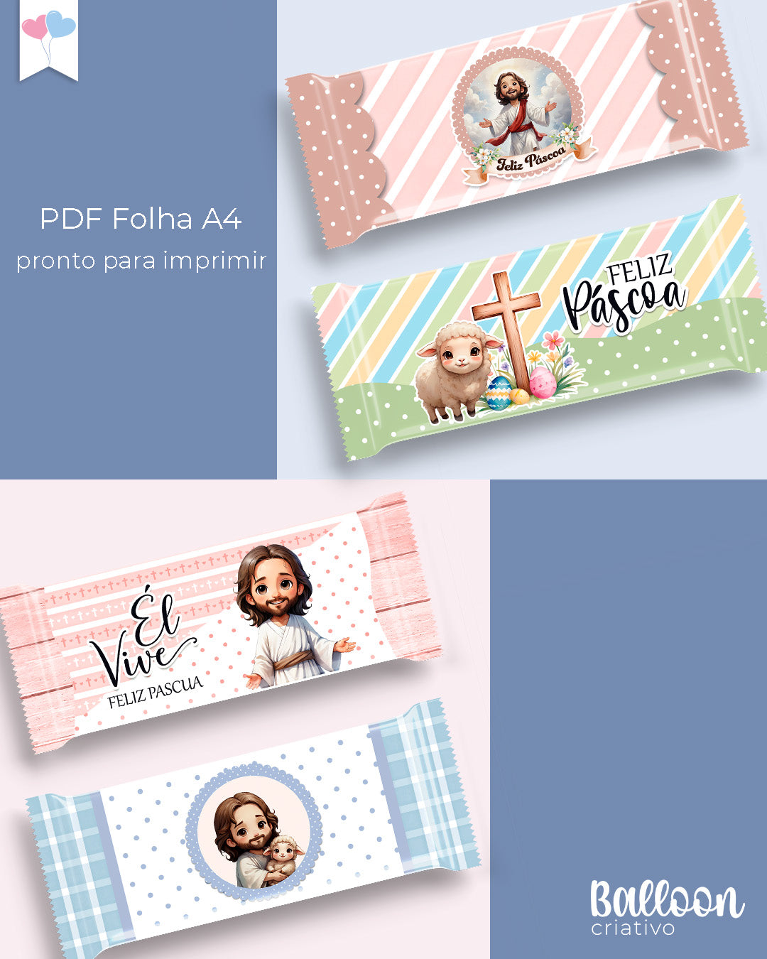 Kit Printable - Embalagens para Chocolates Páscoa Cristã