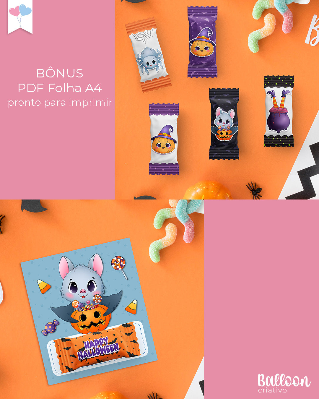 Kit Imprimibles - Dulces y Tarjetas de Halloween