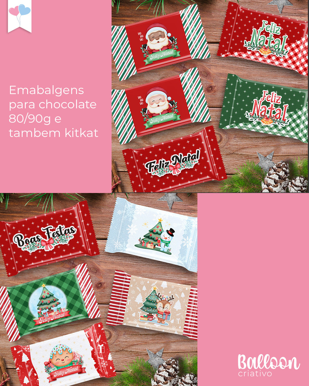 Kit Printables - Embalagens Chocolates Natal