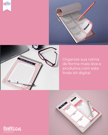 Kit Printables - Planner Não datado - Rosa e Azul