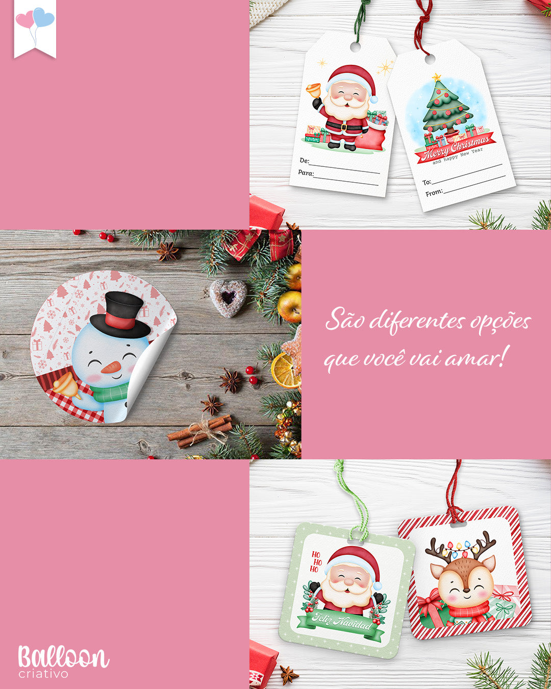 Kit Printables - Tag e Adesivos - Natal