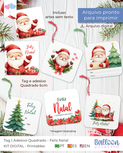 Printable - Tag and Square Sticker 6cm - Merry Christmas