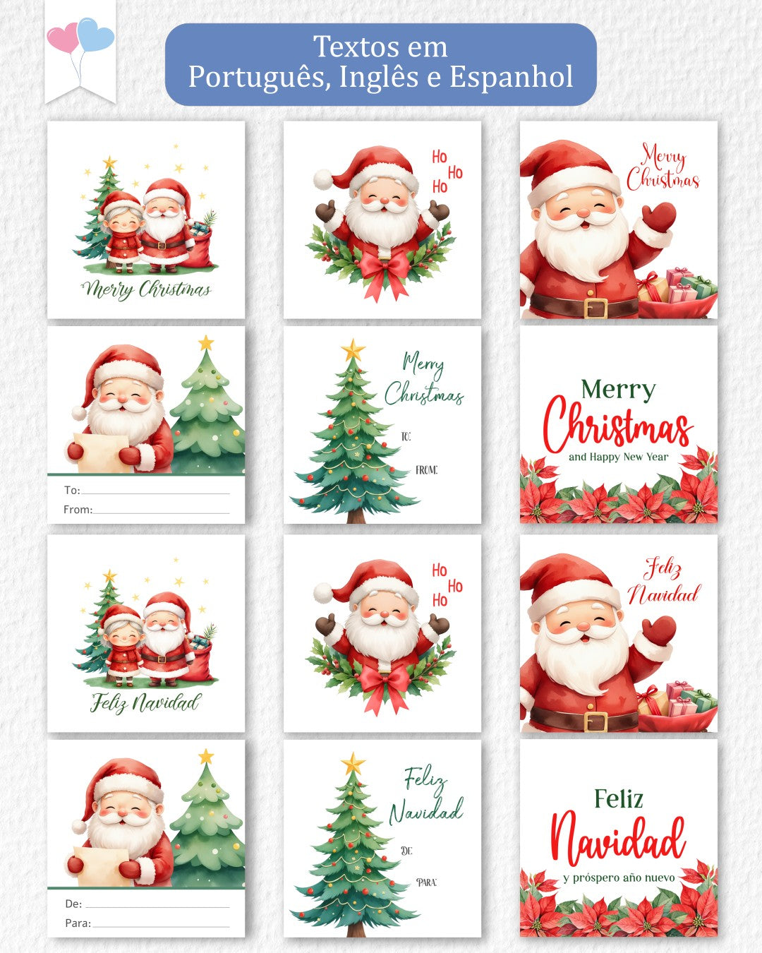 Printable - Tag and Square Sticker 6cm - Merry Christmas