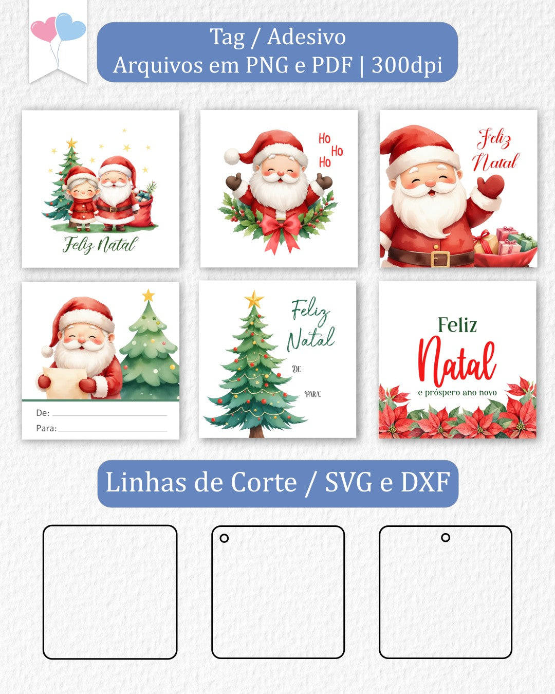 Printable - Tag and Square Sticker 6cm - Merry Christmas